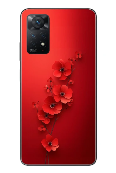 Le Balvo Redmi Note 11 Pro 4G Uyumlu Kırmızı Kardelenler Baskılı Silikon Kılıf ürün görseli 1