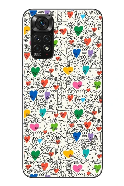 Le Balvo Redmi Note 11 - 11s Uyumlu Kalp Çizgileri Karışık Baskılı Silikon Kılıf ürün görseli 1