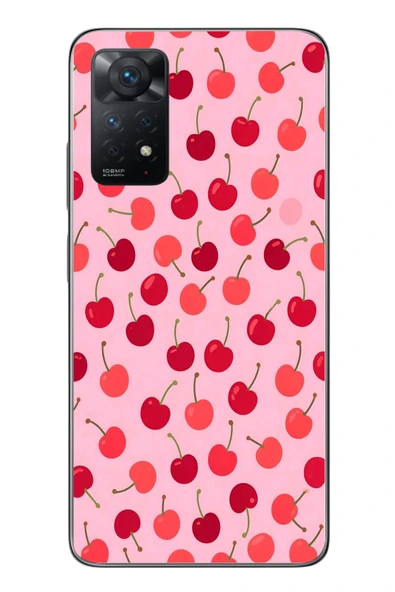 Le Balvo Redmi Note 11 Pro 4G Uyumlu Pembe Kirazlar Baskılı Silikon Kılıf ürün görseli 1