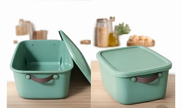 1 Adet 15 Litre Saklama Kabı, Çok Amaçlı Düzenleyici Kapaklı Kutu, Dekoratif Saklama Kutusu, 35x25x22 cm ürün görseli 1