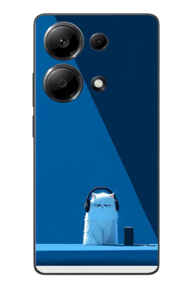 Le Balvo Redmi Note 13 Pro 4G Uyumlu Kulaklı Kedi Baskılı Silikon Kılıf ürün görseli 1