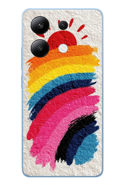 Le Balvo Redmi Note 13 4G Uyumlu Güneşli Gökkuşağı Baskılı Silikon Kılıf ürün görseli 1