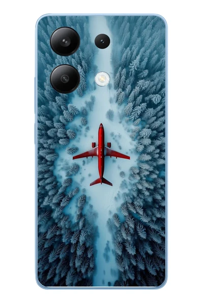 Le Balvo Redmi Note 13 4G Uyumlu Kış Ortasında Uçak Baskılı Silikon Kılıf ürün görseli 1