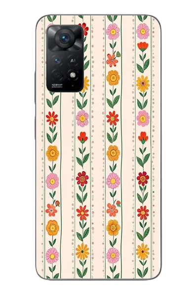 Le Balvo Redmi Note 11E Uyumlu Çiçekler ve Yaprakları Baskılı Silikon Kılıf ürün görseli 1