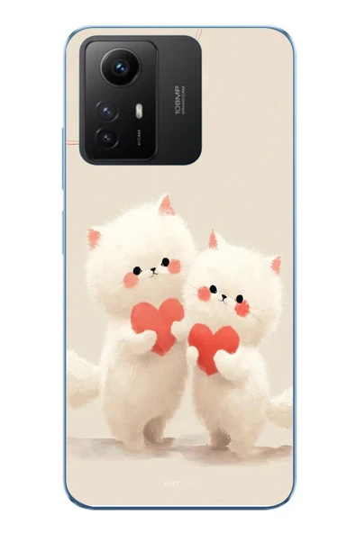 Le Balvo Redmi Note 12S Uyumlu Kalpli Beyaz Kediler Baskılı Silikon Kılıf ürün görseli 1