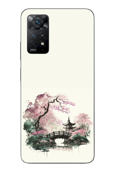 Le Balvo Redmi Note 11E Uyumlu Japon Bahçesi Baskılı Silikon Kılıf ürün görseli 1