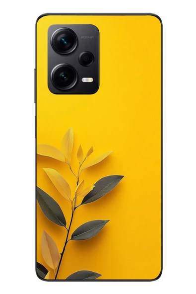 Le Balvo Redmi Note 12 Pro Plus Uyumlu Sarı Siyah Çiçekler Baskılı Silikon Kılıf ürün görseli 1