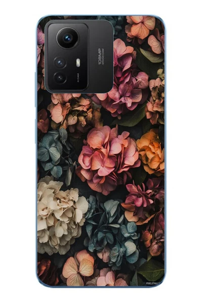 Le Balvo Redmi Note 12S Uyumlu Koyu Çiçekler Baskılı Silikon Kılıf ürün görseli 1