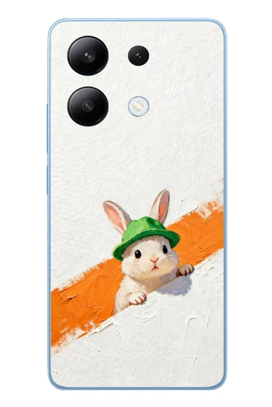 Le Balvo Redmi Note 13 4G Uyumlu Yeşil Şapkalı Tavşan Baskılı Silikon Kılıf ürün görseli 1