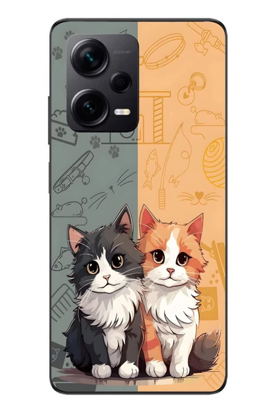 Le Balvo Redmi Note 12 Pro Plus Uyumlu Sarı ve Siyah Kedi Baskılı Silikon Kılıf ürün görseli 1