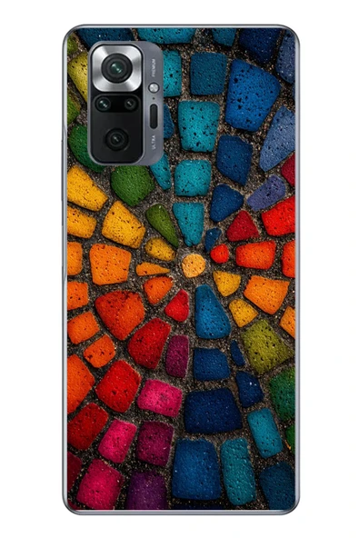 Le Balvo Redmi Note 10 Uyumlu Gökkuşağı Renkli Kaldırım Baskılı Silikon Kılıf ürün görseli 1