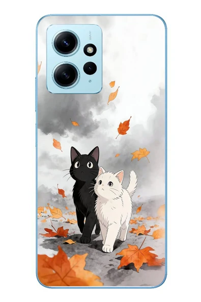 Le Balvo Redmi Note 12 4G Uyumlu Sonbahar Kedileri Baskılı Silikon Kılıf ürün görseli 1