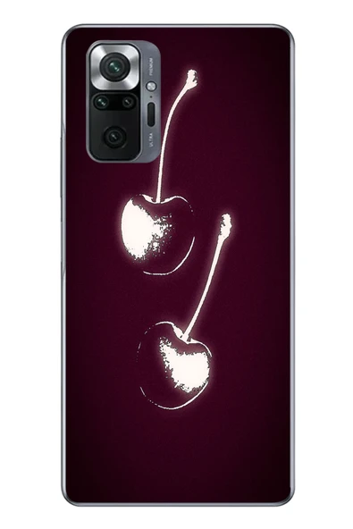 Le Balvo Redmi Note 10 Uyumlu İki Kiraz Baskılı Silikon Kılıf ürün görseli 1
