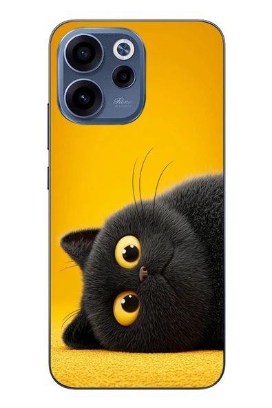 Le Balvo Oppo Reno 15F Uyumlu Yan Bakan Siyah Kedi Baskılı Silikon Kılıf ürün görseli 1