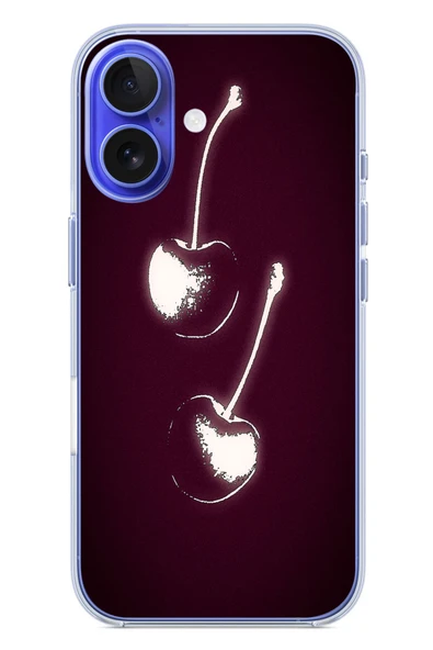 Le Balvo İphone 16 Uyumlu İki Kiraz Baskılı Silikon Kılıf ürün görseli 1