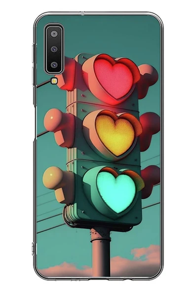 Le Balvo Samsung Galaxy A7 2018 Uyumlu Kalpli Trafik Lambası Baskılı Silikon Kılıf ürün görseli 1