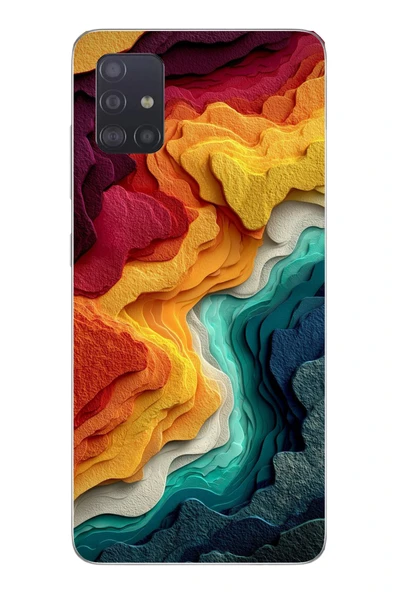 Le Balvo Samsung Galaxy A51 Uyumlu Renk Dalgaları Baskılı Silikon Kılıf ürün görseli 1