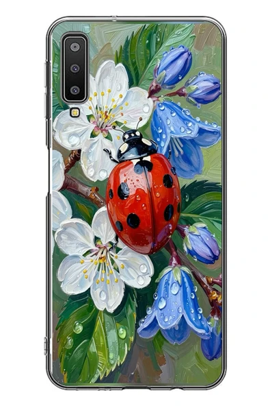 Le Balvo Samsung Galaxy A7 2018 Uyumlu Uğur Böceği Yağlı Boya Baskılı Silikon Kılıf ürün görseli 1