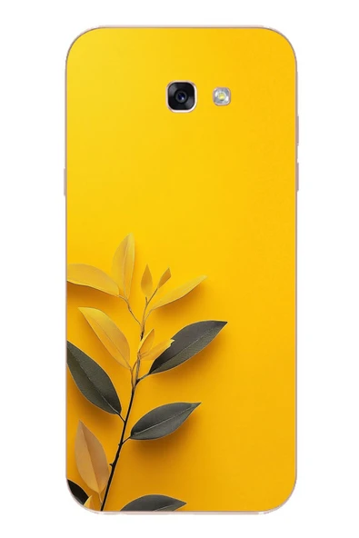 Le Balvo Samsung Galaxy A7 (2017) Uyumlu Sarı Siyah Çiçekler Baskılı Silikon Kılıf ürün görseli 1