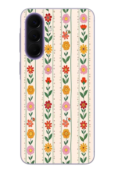 Le Balvo Samsung Galaxy A57 Uyumlu Çiçekler ve Yaprakları Baskılı Silikon Kılıf ürün görseli 1