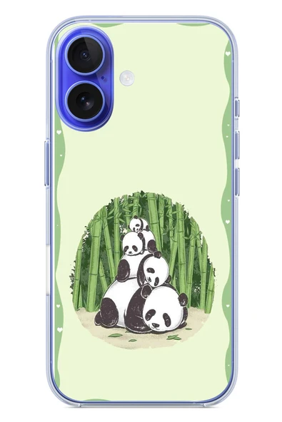 Le Balvo İphone 16 Uyumlu Panda Ailesi Baskılı Silikon Kılıf ürün görseli 1