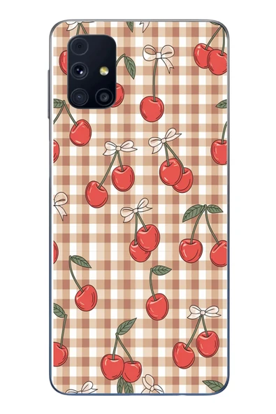 Le Balvo Samsung Galaxy M31s Uyumlu Kurdeleli Kiraz Baskılı Silikon Kılıf ürün görseli 1