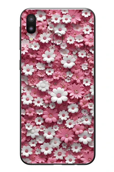 Le Balvo Samsung Galaxy M31 Uyumlu Beyaz Pembe Papatyalar Baskılı Silikon Kılıf ürün görseli 1