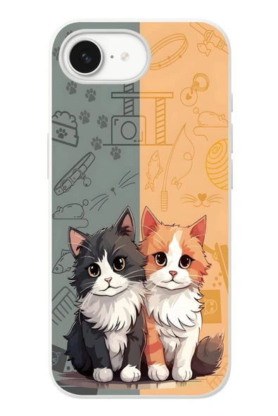 Le Balvo İphone 16e Uyumlu Sarı ve Siyah Kedi Baskılı Silikon Kılıf ürün görseli 1