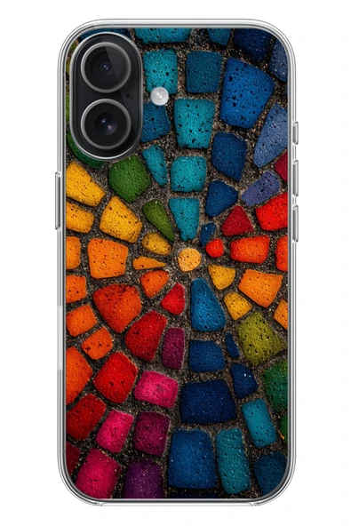 Le Balvo İphone 17 Uyumlu Gökkuşağı Renkli Kaldırım Baskılı Silikon Kılıf ürün görseli 1