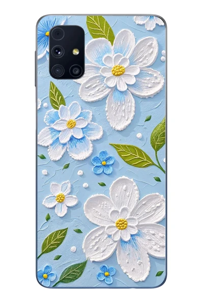 Le Balvo Samsung Galaxy M31s Uyumlu Mavi Papatyalar Baskılı Silikon Kılıf ürün görseli 1