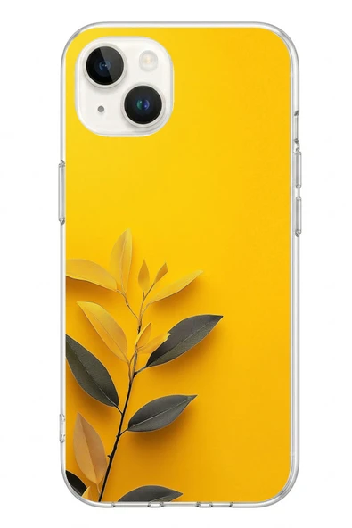 Le Balvo İphone 13/14 Uyumlu Sarı Siyah Çiçekler Baskılı Silikon Kılıf ürün görseli 1