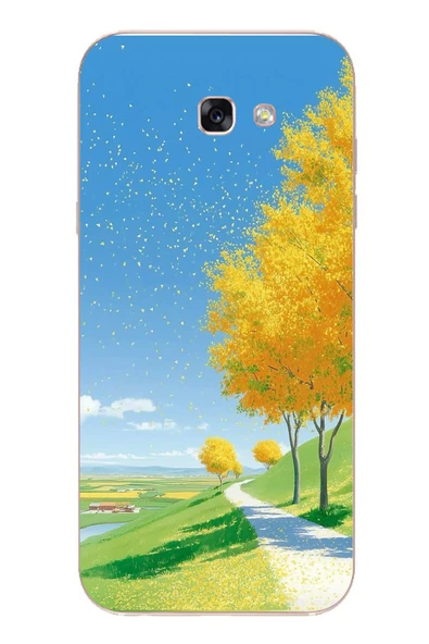 Le Balvo Samsung Galaxy A7 (2017) Uyumlu Sarı Sonbahar Ağacı Baskılı Silikon Kılıf ürün görseli 1