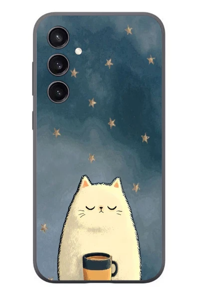 Le Balvo Samsung Galaxy S23 Uyumlu Kahveci Beyaz Kedir Baskılı Silikon Kılıf ürün görseli 1