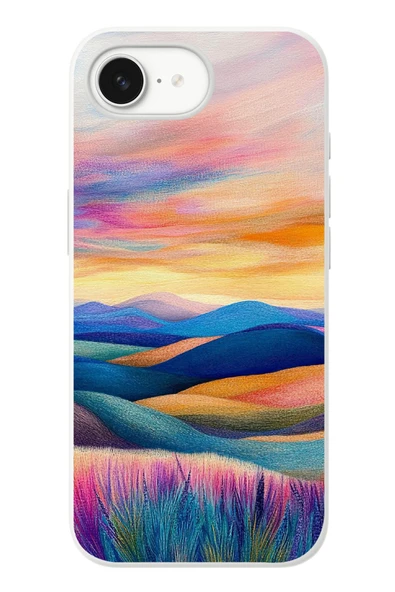 Le Balvo İphone 16e Uyumlu Renkli Pastel Günbatımı Baskılı Silikon Kılıf ürün görseli 1