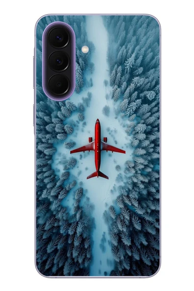 Le Balvo Samsung Galaxy A57 Uyumlu Kış Ortasında Uçak Baskılı Silikon Kılıf ürün görseli 1