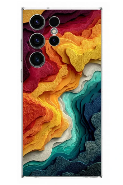 Le Balvo Samsung Galaxy S23 Ultra Uyumlu Renk Dalgaları Baskılı Silikon Kılıf ürün görseli 1