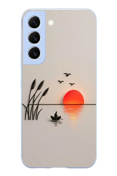 Le Balvo Samsung Galaxy S22 Uyumlu Gün Batımı Çizim Baskılı Silikon Kılıf ürün görseli 1