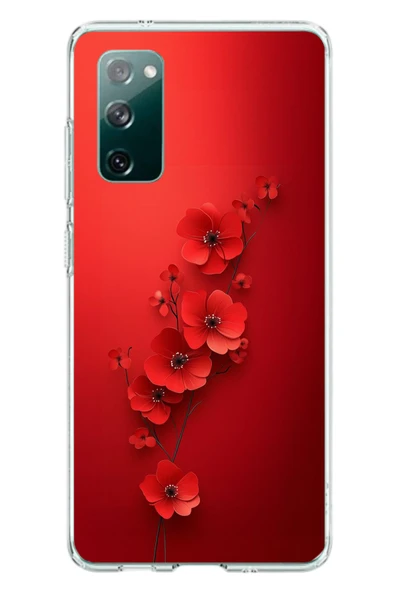 Le Balvo Samsung Galaxy S20 FE Uyumlu Kırmızı Kardelenler Baskılı Silikon Kılıf ürün görseli 1