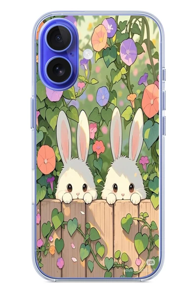 Le Balvo İphone 16 Uyumlu Tavşan Kardeşler Baskılı Silikon Kılıf ürün görseli 1