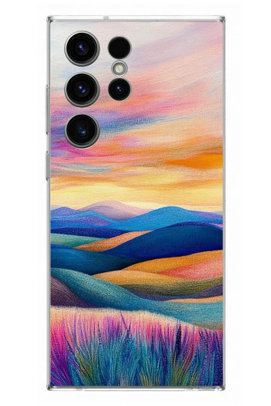 Le Balvo Samsung Galaxy S23 Ultra Uyumlu Renkli Pastel Günbatımı Baskılı Silikon Kılıf ürün görseli 1