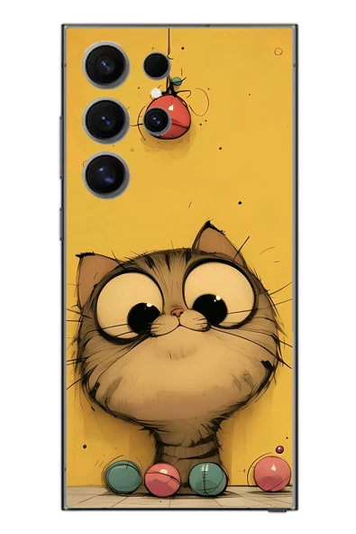Le Balvo Samsung Galaxy S24 Ultra Uyumlu Kedi Çizgisi Baskılı Silikon Kılıf ürün görseli 1