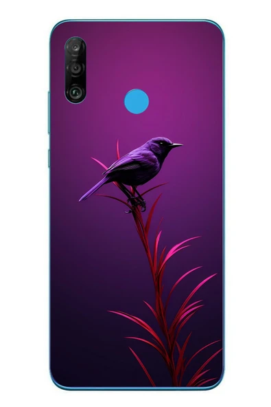 Le Balvo Huawei P30 Lite Uyumlu Mor Kuş Dalda Baskılı Silikon Kılıf ürün görseli 1