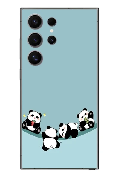 Le Balvo Samsung Galaxy S24 Ultra Uyumlu Panda Ailesi Baskılı Silikon Kılıf ürün görseli 1