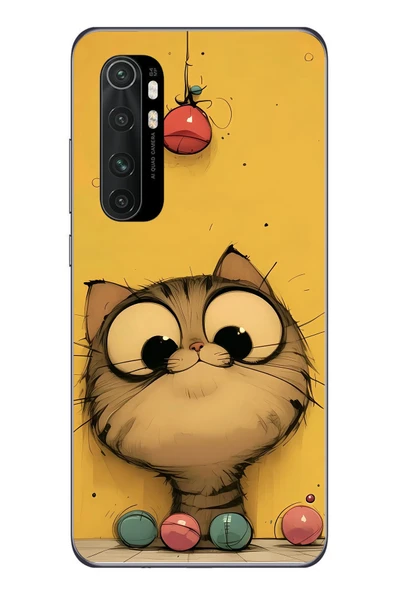 Le Balvo Xiaomi Mi 10 Lite Uyumlu Kedi Çizgisi Baskılı Silikon Kılıf ürün görseli 1