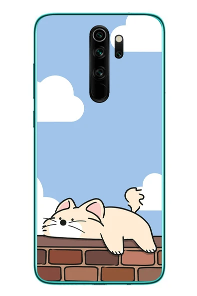 Le Balvo Redmi Note 8 Pro Uyumlu Duvar Üstünde Kedi Baskılı Silikon Kılıf ürün görseli 1