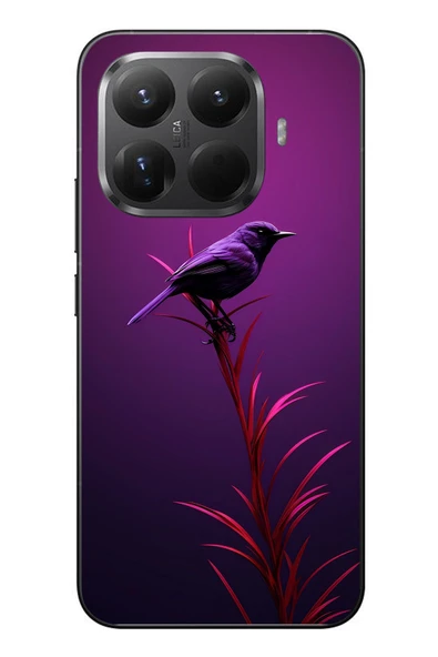 Le Balvo Xiaomi Mi 15T Pro Uyumlu Mor Kuş Dalda Baskılı Silikon Kılıf ürün görseli 1