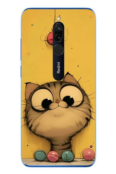 Le Balvo Redmi 8 Uyumlu Kedi Çizgisi Baskılı Silikon Kılıf ürün görseli 1