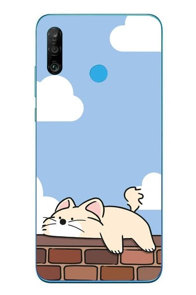 Le Balvo Huawei P30 Lite Uyumlu Duvar Üstünde Kedi Baskılı Silikon Kılıf ürün görseli 1