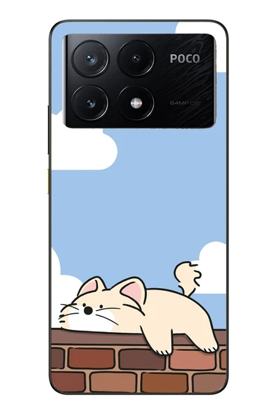 Le Balvo Poco X6 Pro Uyumlu Duvar Üstünde Kedi Baskılı Silikon Kılıf ürün görseli 1