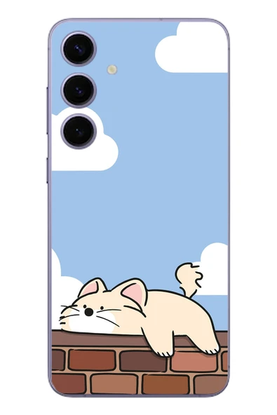 Le Balvo Samsung Galaxy S24 Plus Uyumlu Duvar Üstünde Kedi Baskılı Silikon Kılıf ürün görseli 1
